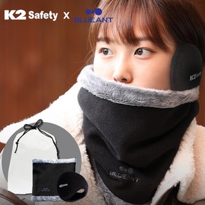 K2 Safety 맥스 방한 귀마개+블루안트 쉴드 방한 넥워머+브래드캣 파우치형, 블랙, 1개