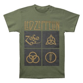 ROCKPANDA Led Zeppelin Gold Symbols Black Squares 반팔티