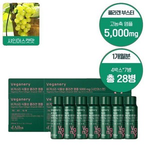 (비거너리 바이 달바)샤인머스켓맛 식물성 콜라겐 앰플 5000mg 4BOX (꾸준관리 한달용/28개입), 0.21l, 4개