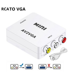 AV RCA CVBS To VGA 비디오 컨버터 어댑터 3.5mm 오디오 케이블 TV 박스 PC 모니터 1080P HDTV 미니, [01] AV TO VGA, AV TO VGA