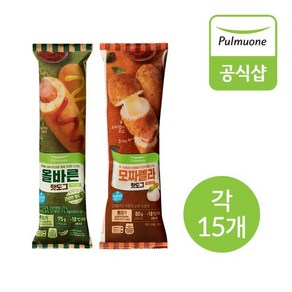 생산직송 풀무원 핫도그 2종 30개 혼합구성, 올바른 15개+모짜렐라 15개, 1개