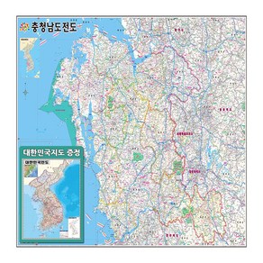 충청남도지도 충남전도 충남지도 110cm 코팅형, 1개