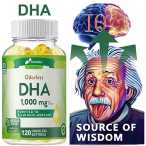 Bcuelov High Potency DHA - 1000 mg 뇌 건강과 인지 기능을 향상시키고 집중력과 지적 사고력 학습 능력을 향상시키고 IQ를 높입니다., 1개, 60정