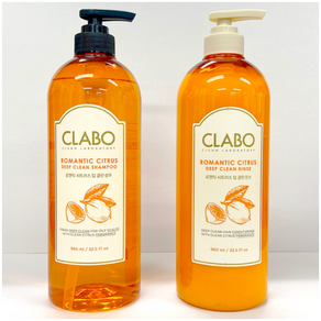 애경 클라보 ClABO 로맨틱 시트러스 샴푸린스세트 960ml +랜덤사은품 비듬샴푸 약산성샴푸 정수리냄새 손상모 모발끊김, 2개