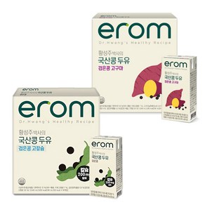 이롬 황성주 국산콩 두유 검은콩 고칼슘 16입 + 고구마 16입, 32개, 190ml