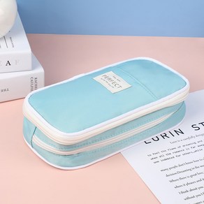 에브리샤인 필통 패브릭 천 지퍼 수납 펜 파우치, 1개, 스카이