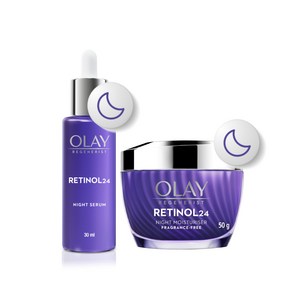 올레이 레티놀 나이트 크림+세럼 세트 OLAY RETINOL24, 1세트, 50g