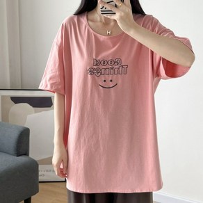 빅사이즈 스마일 심플 박시 여름 반팔 티셔츠 (3XL~9XL) 5칼라