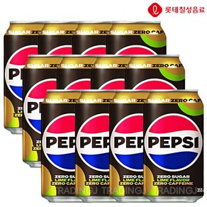 [트레이딩제이]롯데 펩시 제로슈거 제로카페인 라임향 뚱캔, 12개, 355ml