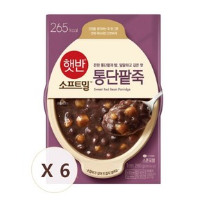 비비고 (햇반 소프트밀) 통단팥죽 280g (용기형), 6개