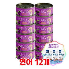 티키캣 루아우 고양이 주식캔 + 증정 고양이 습식파우치, 12개, 80g, 연어