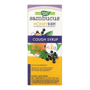 Natues Way Sambucus Kids HoneyBey Cough Syup 4 fl oz, 120ml, 1개