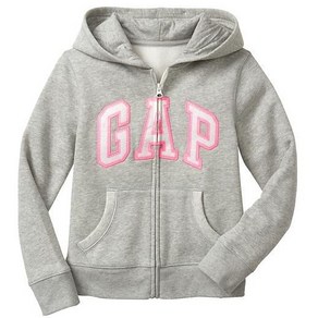 갭키즈 GAP KIDS 걸즈 데일리 로고패치 기모 후드집업 그레이-반짝이로고 괴정점