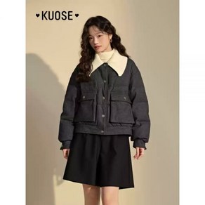 KUOSE 쿠오세자켓 블랙 셔츠 카라 코트 다운 재킷