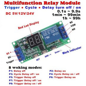 다기능 디지털 시간 무한 지연 스위치 타이머 릴레이 모듈 1 개 DC 5V / 12V 24V, [03]5v, 1개