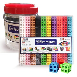 업브레인 연결큐브 4홀 2cm 10색 100pcs+교재+보관통 세트 넘버 멀티 국내생산, 연결큐브100pcs+보관통1개, 1개