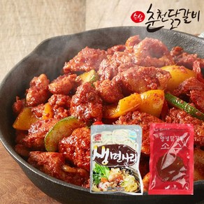 국내산 닭으로 만든 순살 춘천닭갈비 1kg x 2팩 + 소스 + 우동사리