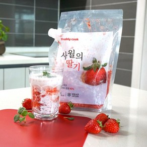 사월의딸기 딸기청 카페 딸기 라떼 스무디 에이드 과일청 수제청 대용량 4KG (1kg x 4팩), 4개, 1kg, 1개입