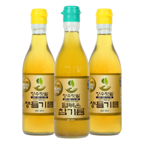 장수텃밭 덜볶아 더 건강하고 깔끔한 생들기름2병 + 덜볶은참기름1병 350ml 3병, 3개