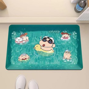 MJ 귀여운 수영장 물결 주방 발매트 짱구 규조토 욕실 화장실