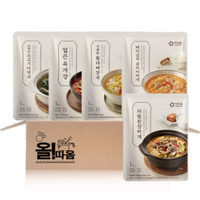 올따옴 아워홈 간편식 국탕류 5종기획세트 1호(소고기미역국+황태해장국+돼지김치콩비지+얼큰육개장+차돌된장찌개), 1개