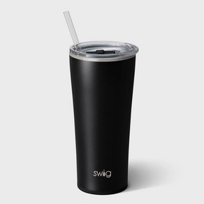 스위그 스텐 보온 보냉 매트 텀블러 22oz(652ml) + 빨대 포함, Matte Black, 1개