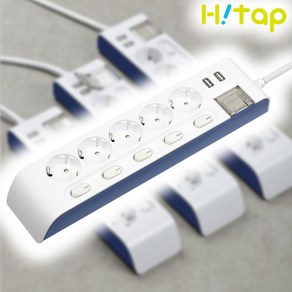 현대일렉트릭 하이탭 개별 스위치 USB 충전 2포트 2800W 국산 안전 멀티탭, 5구, 1개, 1.5m