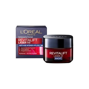 L'Oéal Pais 로레알 파리 나이트 크림 Revitalift 레이저 X3 안티에이징 마스크 트리플 효과 히알루론산 50 ml, 1개, 50ml