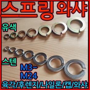 스프링 와샤 와셔 스텐 너트 육각 M8 M10 M12M16 M18 M20 M22 M24, 3-2 스텐나일론너트, i) M16-1개, 1개