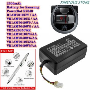 삼성 파워봇 R7040 R1AM7010UW/AA VR1AM7010U5/AA용 진공 청소기 배터리 2600mAh DJ96-00193E VCA-RBT71 XAA