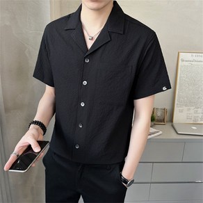 besteffie 셔츠 남성용 데일리 오픈카라 링클프리 남성 셔츠 남자남방 오버핏 반팔 셔츠 E88