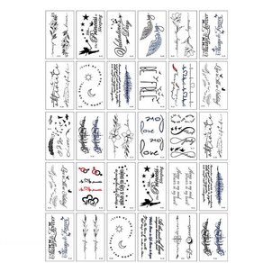 타투 스티커 30종 세트 헤나 문신 레터링 패션타투 수채화 판박이, 14 감성 타투 R세트