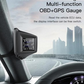 다기능 HUD 가젯 OBD2 + GPS 온보드 컴퓨터 A-필러 트림 설치 RPM 터보 오일 압력 수온 속도계 신제품, 01 OBD, 1개