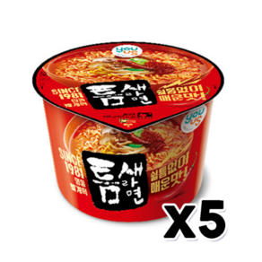 유어스 틈새라면 컵라면 매운맛 큰컵 105g x 5개