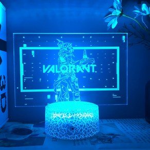 Valoant-액션 피규어 발로란트 3d Led 램프 23 가지 침실 모든 영웅 아크릴 야간 게임 룸 휴일 제트 게코, 5.02Logo - Black base 7colous