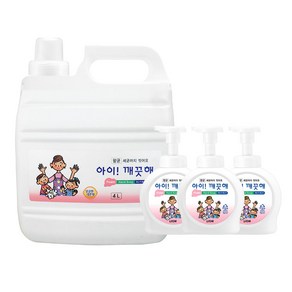 [LION] 아이!깨끗해 4L 레몬향 대용량(490ml)+용기(3개), 1세트