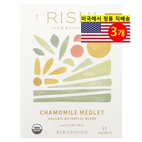 Rishi Tea 오가닉 블렌드 카모마일 메들리 허브 티 무카페인 15개입 24g 1개, 3개