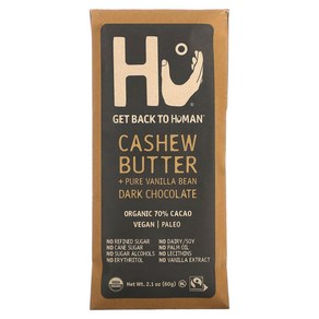 1+1 Hu 캐슈 버터 바닐라 빈 다크 초콜릿 60g 2.1oz, 2개