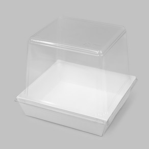 제이팩토리 미니케이크 팡도르 높은 뚜껑 받침 세트 일회용 포장용기 화이트, 1개, 50개