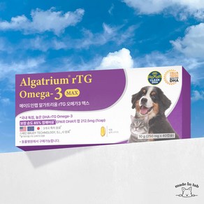 미국 유럽 일본 특허 강아지 고양이 TG 오메가3 메이드인랩 알가트리움 맥스, 1팩, 40정