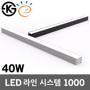 LED 라인시스템 1000mm 40W 일자등 라인조명 레이스웨이 DIY 블록바 연결 조립 라인바 간접등 거실등 방등 일자조명 라인조명 국산 KS 고효율 삼성칩 레이스웨이 인테리어, 01.LED라인시스템1000mm40W흑색주광색