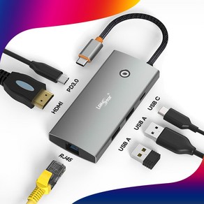 랜스타 LS-U61MH USB C 6 IN 1 멀티허브 USB C Input USB A 2포트 C RJ45 HDMI PD3.0 1포트 확장, 1개