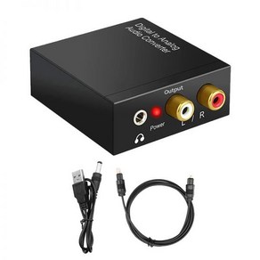 DAC 디지털-아날로그 변환기 광 동축 광섬유 SPDIF-RCA 3.5mm 잭 오디오 어댑터 광 케이블 어댑터 포함, 1개, 1) Black