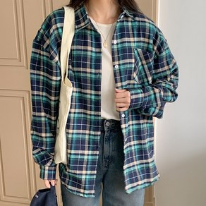 도리아 빈티지 루즈 오버핏 체크남방