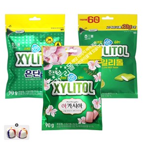 해태제과 자일리톨 은단껌 1봉+아카시아껌 1봉+애플라임민트껌 1봉+자색옥춘사탕 20g 세트