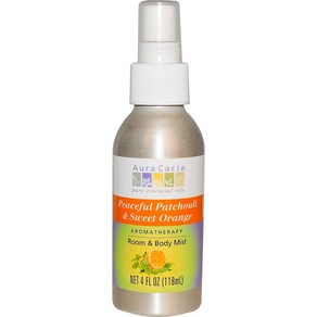 아우라카시아 퓨어 에센셜 오일 아로마테라피 룸 & 바디 미스트, Peaceful Patchouli & Sweet Oange, 1개, 118ml