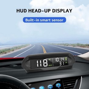 태양열 디지털 자동차 HUD 속도계 온도 및 고도 GPS 헤드업 디스플레이 과속 피로 운전 알림, 1개