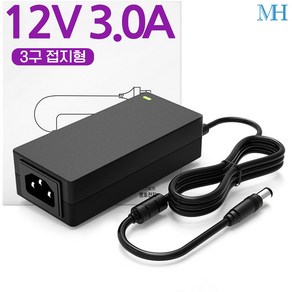 명호전자 12V3A 아답터 3구 접지형(TY1203000Z1MN) DC 12V 3A 어댑터, 12V3A 아답터(3구접지형)+젠더3종, 1개