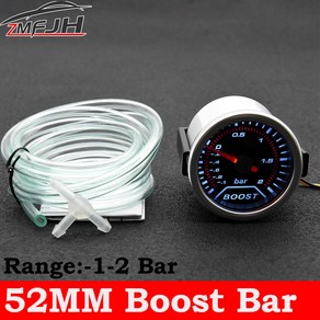 차량용 백색 LED 백라이트 포함 터보 부스트 게이지 계량기 범용 12V 스모크 렌즈-1 0 2 바 인치 52mm, 1개