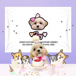 강아지 생일 현수막 고양이 용품 반려동물 돌 잔치 상 가랜드 토퍼 묘 파티 고깔모자 애견 세트, PD103 크라운생일